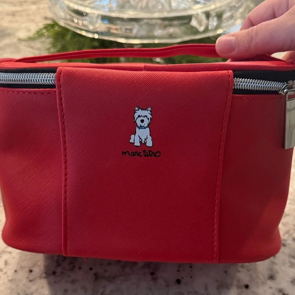 Marc Tetro Red Westie Zip Cosmetic Pouch